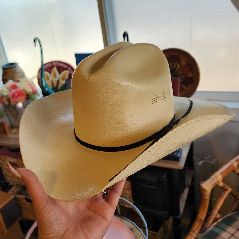 Vintage Off White Tombstone Cowboy Hat 1990s Western Festival Southwestern 90s - Picture 8 of 8